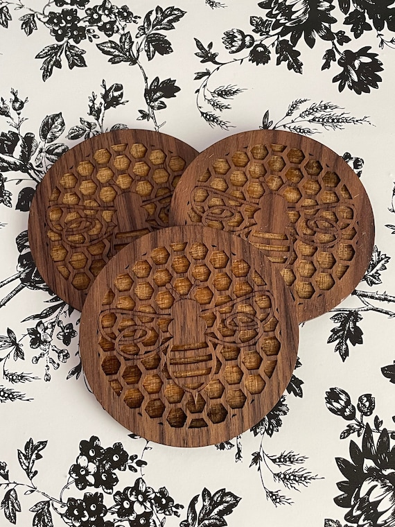 Bee Coasters, Wooden Coasters, Bee Lover, Mom's gift, Stocking Stuffer, Beekeeper Gift, Honeybee, Apiary Gift, Beekeeper Gift