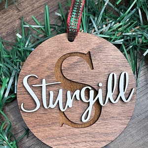 Monogramprydnad, Personlig julprydnad, Familjejulprydnad, Graverad prydnad, Bondgårdsprydnad, Anpassad prydnad bild 5