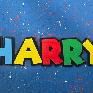 Mario Name Sign, Mario Decor, Super Mario Decorations, Super Mario Room Accessories, Boy&#39;s Room Decor, Boy&#39;s Name Sign, Girls Room Decor