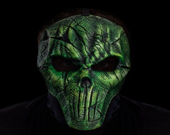Alien mask - scary zombie mask - green mask - 3d printed mask