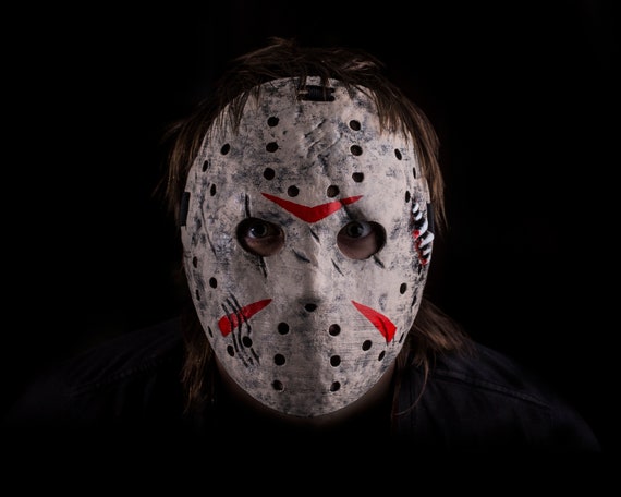 Scary Horror Movie Hockey Goalie Halloween Mask – Adult Unisex, White Plastic, One Size (Novelty Giant)