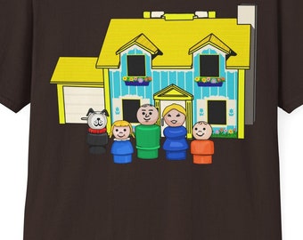 Fisher Price Little People Family With Yellow House Unisex Softstyle T-Shirt