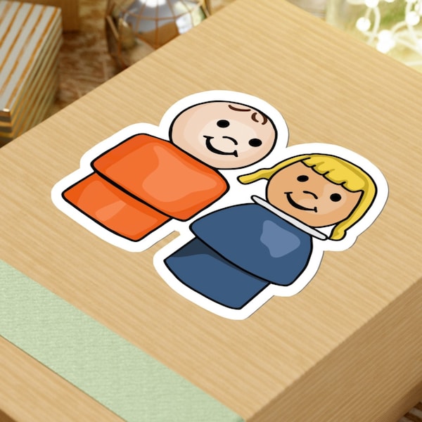 Little People Boy And Girl Kiss-Cut Stickers