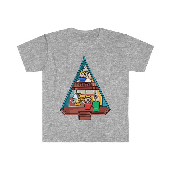 Little People Family In Their A-Frame House Unisex Softstyle T-Shirt