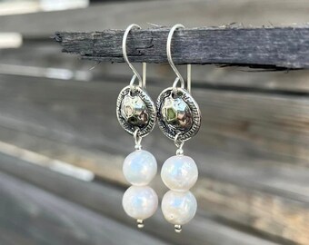 Boho Pearl Earrings, Edison Pearl Earrings, Silver Pearl Jewelry, Long Drop Earrings, Long Pearl Earrings, Anniversary Gifts, Gifts for Her