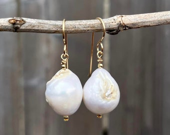 Gold Pearl Earrings, Baroque Pearl Earrings, Mismatched Earrings, Gold Fill Earrings, Gold Fill Jewelry, Birthday Gift Idea, Gifts for Her