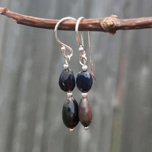 Silver Opal Earrings, Opal Jewellery, Silver Opal Jewelry, Birthday Gift Idea, Black Opal Earrings, Black Opal Jewelry, October Birthstone