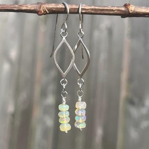 Opal Drop Earrings, Silver Opal Earrings, Opal Jewelry, Silver Opal Jewelry, October Birthstone, Birthday Gift Idea, Gift for Women, for Her