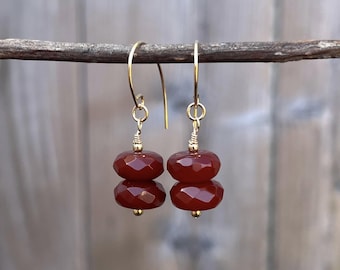 Gold Karneol Ohrringe, Karneol Ohrringe, Karneol Schmuck, Geburtstag Geschenkidee, Geschenke für sie, Gold Ohrringe, Geschenke für Frauen