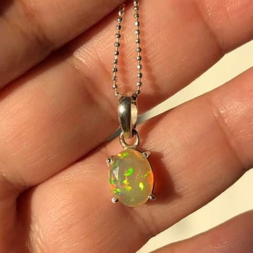 Oval Opal Necklace, Silver Opal Jewelry, Cute Opal Necklace, Sterling Silver Jewelry Anniversary Gifts, Gifts for Women, Cute shops Gift Idea-18