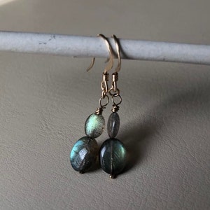 Cute Labradorite Earrings, Gold Labradorite Earrings, Gold Dangle Earrings, Boho Gold Jewelry, Labradorite Jewelry, Anniversary Gift for Her