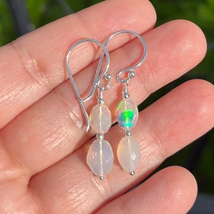 Silver Opal Earrings, Opal Drop Earrings, Sterling Silver, Opal Jewellery, Cute Gift Idea, October Birthstone, Birthday Gifts, Gifts for Her