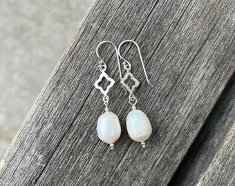 Sterlingzilveren pareloorbellen: boho zoetwaterparelsieraden