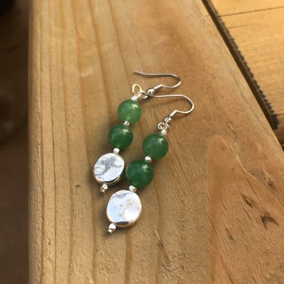 Silver Green Dangle Earrings Elegant Silver Handmade Gemstone Etsy