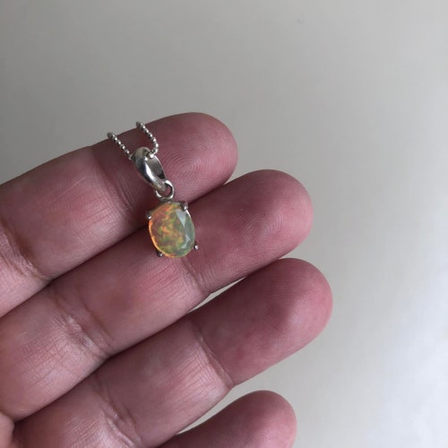 Oval Opal Necklace, Silver Opal Jewelry, Cute Opal Necklace, Sterling Silver Jewelry Anniversary Gifts, Gifts for Women, Cute shops Gift Idea-18