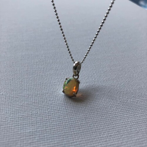 Oval Opal Necklace, Silver Opal Jewelry, Cute Opal Necklace, Sterling Silver Jewelry Anniversary Gifts, Gifts for Women, Cute shops Gift Idea-18