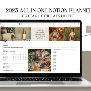 Modello nozione 2023 Planner Cottagecore Notion Dashboard Modello nozione tutto in uno Modello nozione estetica Planner digitale 2023