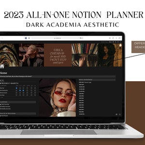 2023 Notion Planner Template Dark Academia Planner Notion Dashboard All in One Notion Template Aesthetic Notion Template Digital Planner