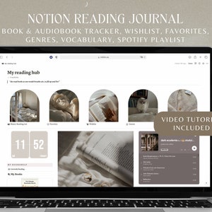 Modello di diario di lettura di nozioni Diario di lettura digitale Tracker di libri Tracker di lettura Tracker di libri Recensione di libri Modello di nozione estetica