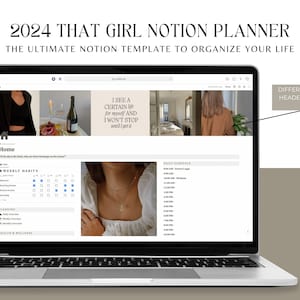 2024 Notion Planner Template That Girl Planner Notion Dashboard All in One Notion Template Aesthetic Notion Template Digital Planner 2024