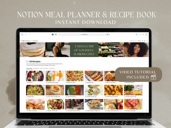 Notion Meal Planner Template Digital Meal Plan Notion Grocery List Digital Recipe book Notion Pantry Manager Notion Recipe Book Health Plan
