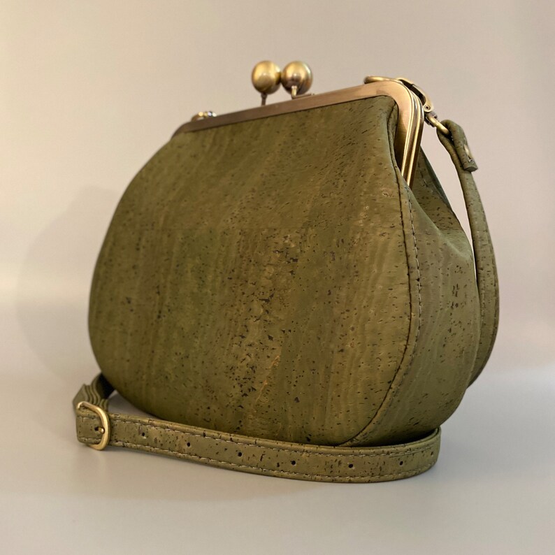 Lucy Kisslock Saddlebag in Olive Green Cork Leather Etsy