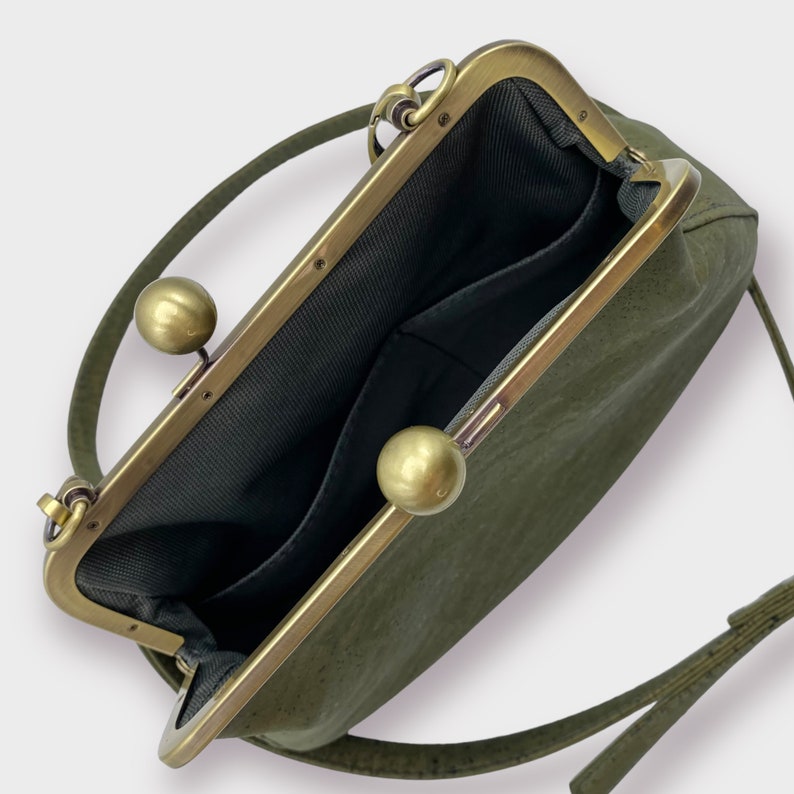 Lucy Kisslock Saddlebag in Olive Green Cork Leather Etsy