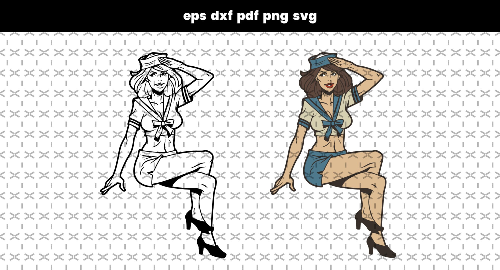 Pin up SVG Files for Laser Cut DXF PDF Pattern Vector File Etsy