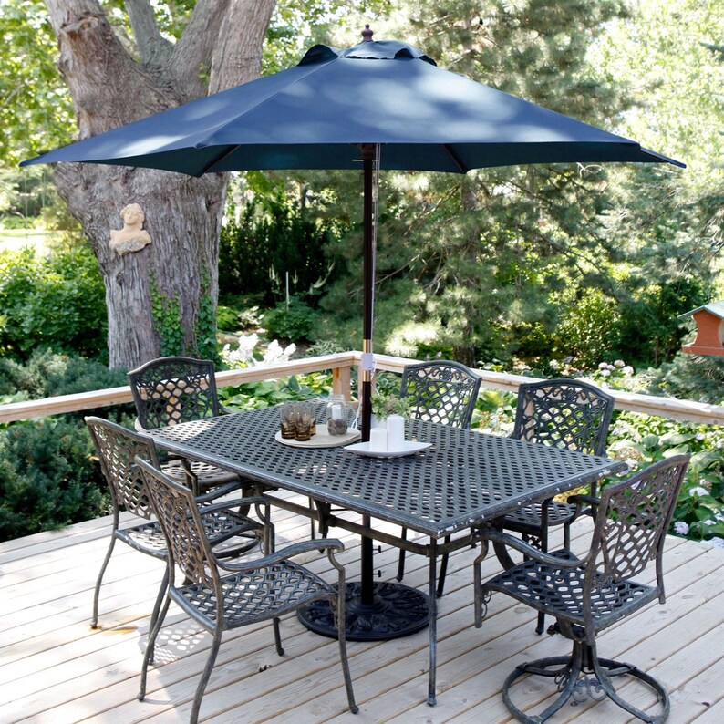 Navy Blue 11 Ft Patio Umbrella With Antique Bronze Pole And Etsy