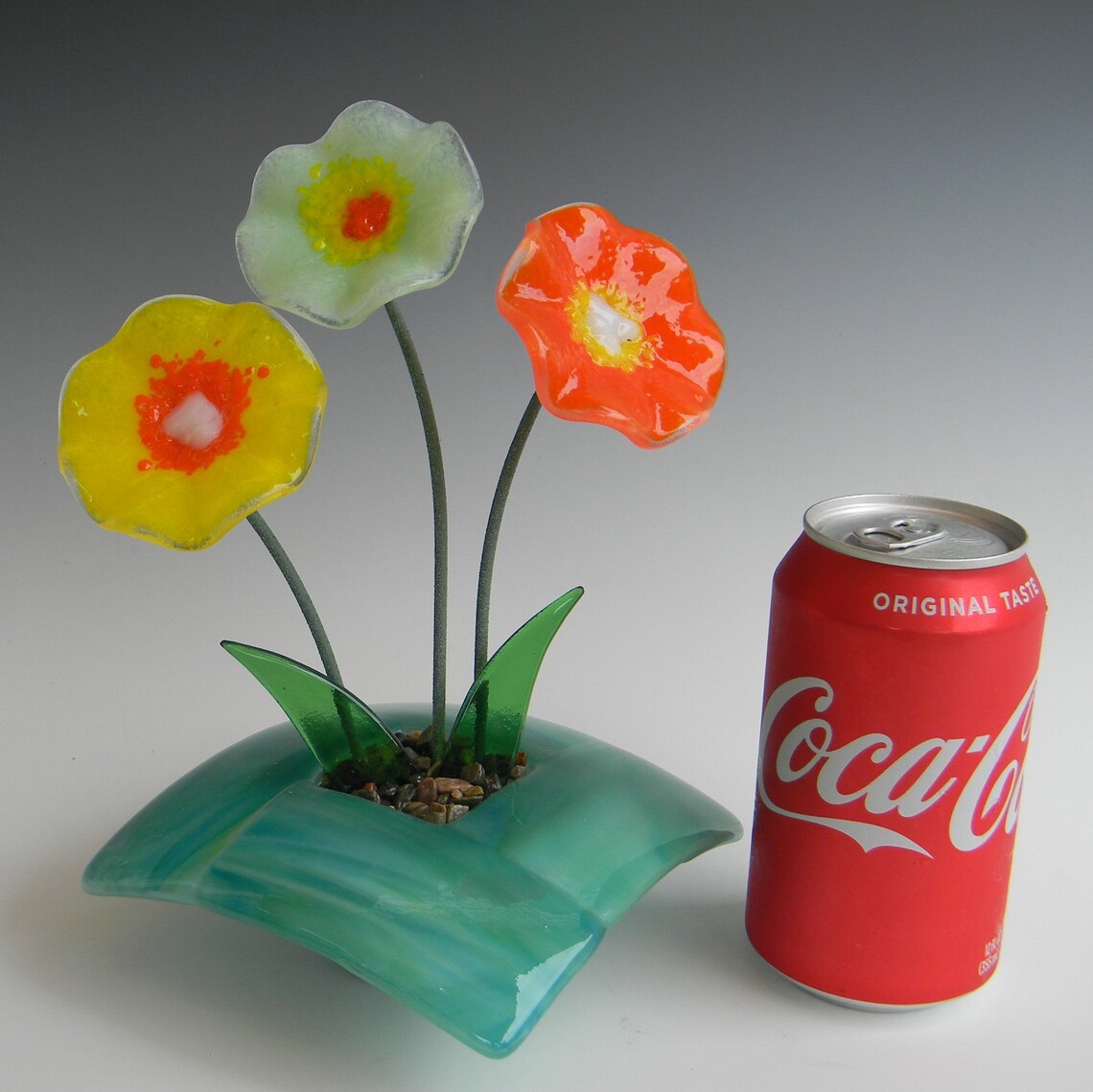 Ikebana Vase Fused Glass Glass Flowers Tabletop Bouquet Etsy