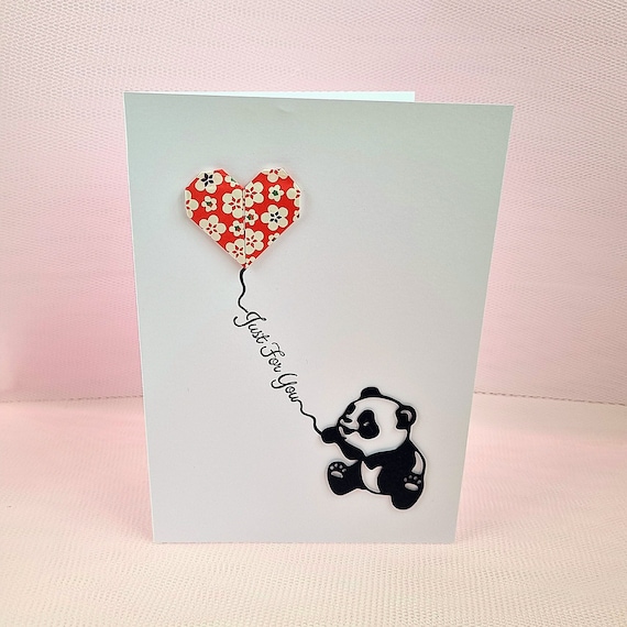 Handmade Panda Card: Origami Heart 'just for You' Greeting - Etsy