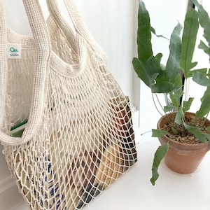 100% Natural Cotton Net Bag Crochet tote bag Sustainable Grocery Shopping Bag Storage Bag Eco-Friendly kitchen supply - Natural from Nature