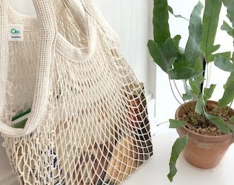 100% Natural Cotton Net Bag Crochet tote bag Sustainable Grocery Shopping Bag Storage Bag Eco-Friendly kitchen supply - Natural from Nature
