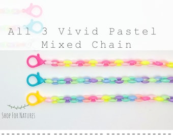 Eyeglass Chain/Lanyard/Necklace/Strap/Holder with Colorful Clip for Adult &kid Vivid/Rainbow Pastel