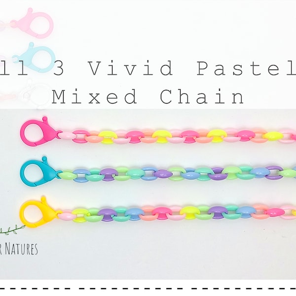 Eyeglass Chain/Lanyard/Necklace/Strap/Holder with Colorful Clip for Adult &kid Vivid/Rainbow Pastel