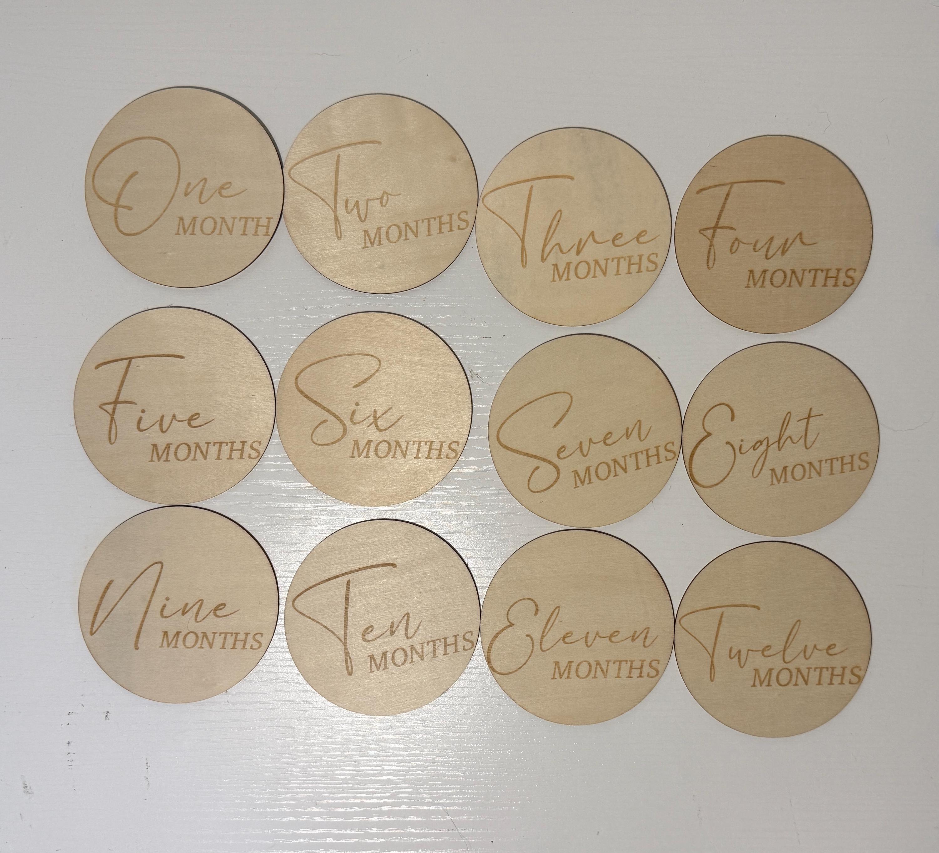 Wooden Monthly Milestone Discs for Baby | Handcrafted Baby Milestone ...