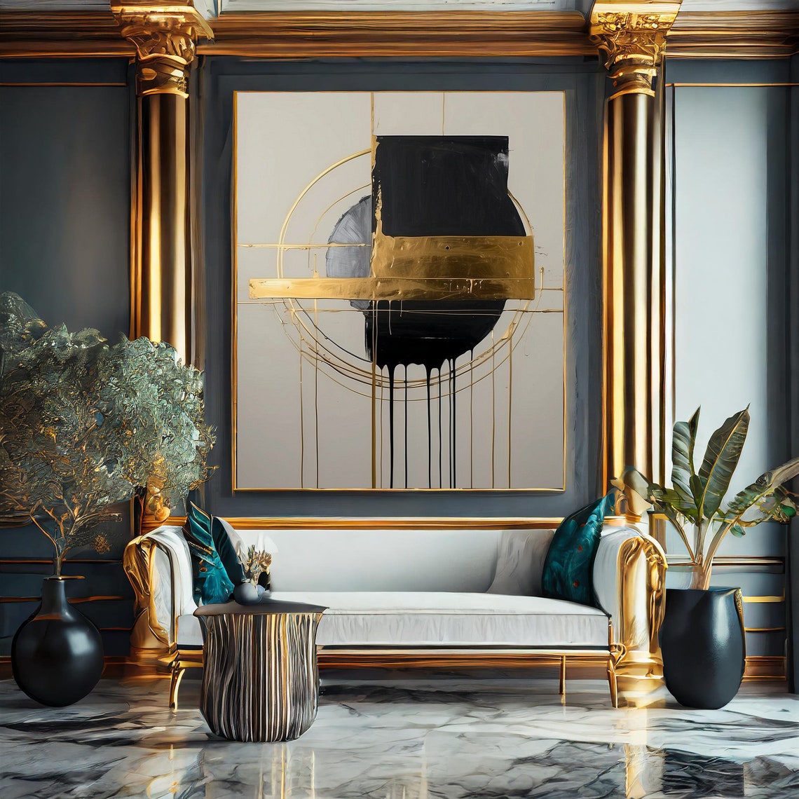 Neutral Abstract Wall Art Living Room Modern Home Decor Minimalist