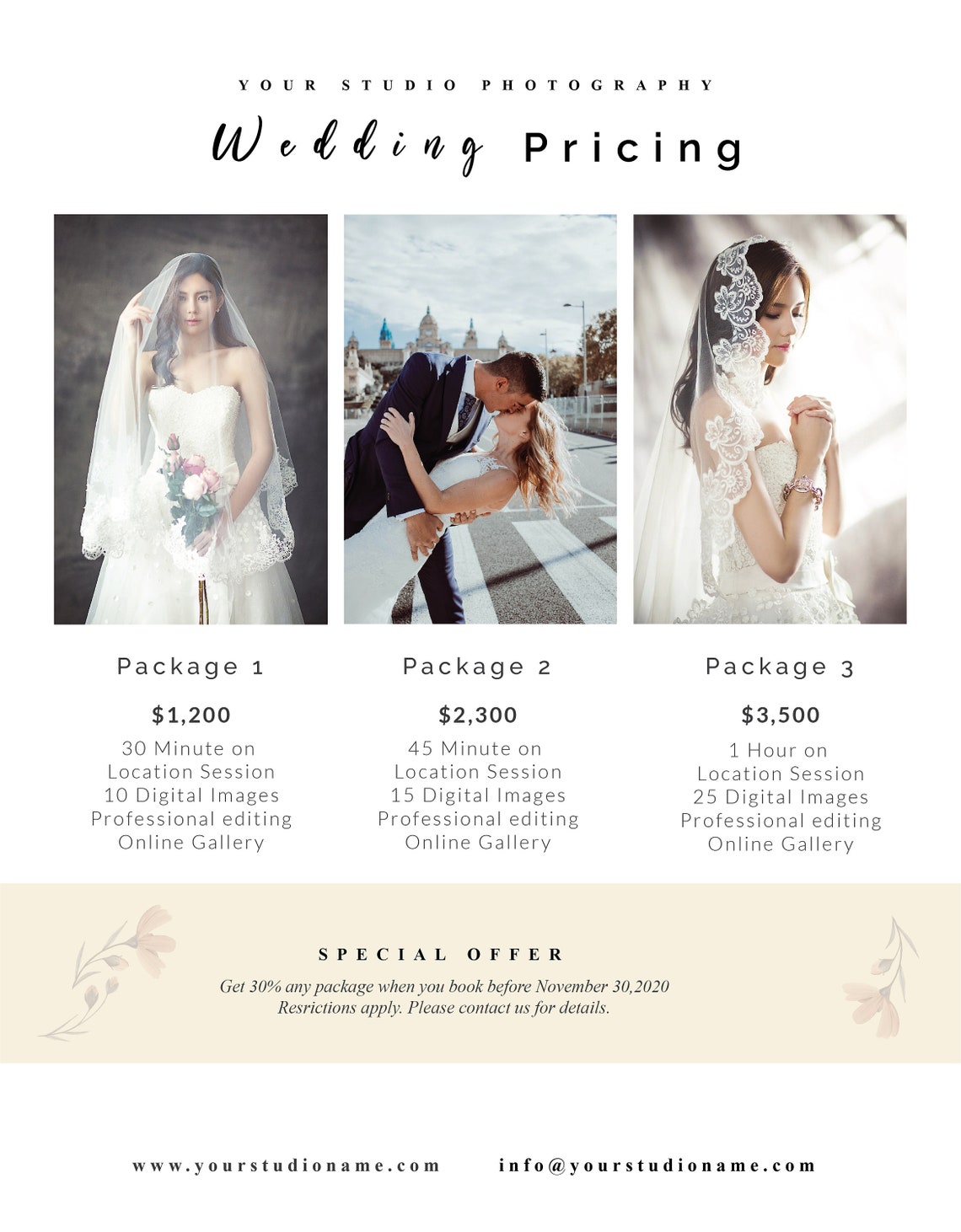 Wedding Photography Pricing Template Price Guide List for Etsy