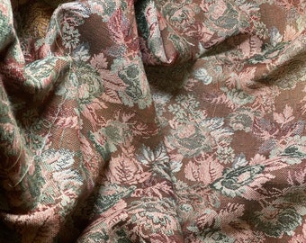 Vintage Floral Tapestry Fabric Jacquard 59" Wide By The Yard - Upholstery, Curtains, Drapery, Coats, Fashion, Pillows, Crafts