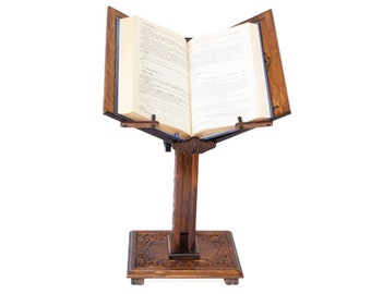 Support de livre réglable en bois sculpté | Coran, Bible, lutrin porte-torah | Support de livre portatif | Porte-livre religieux | Support à livres islamique