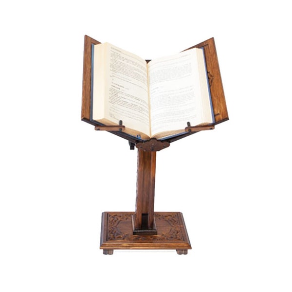 Adjustable Carved Wooden Book Stand | Quran, Bible, Torah Holder Lectern | Portable Book Stand | Religious Book Holder | Islamic Book Stand