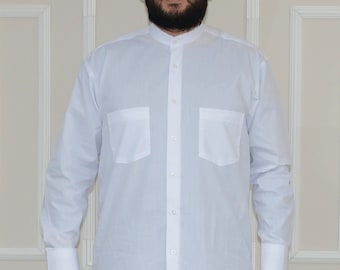 Long Sleeve 2 Pockets Judge Collar Shirt for Muslim Men | Arab Clothing Outside Wearing | Islamic Wear | Muslim Men Gift