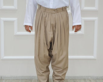 5 Pleated Shalwar Trousers For Muslim Boys | Namaz Trouser, Harem Pant for Kid | Arab Clothing Outside Wearing