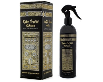 Kaaba and Ravza Prayer Rug and Textile Scent Spray, Room Odor | Kiswah Misk Ambient Smell Alcohol-free Fabric Freshener Perfume