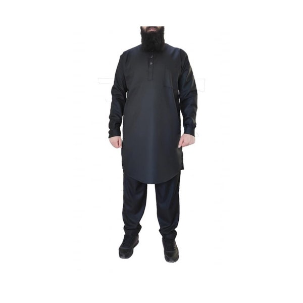 Costume afghan 2 pièces pour homme | Thobes à manches longues | Vêtements pour hommes islamiques | Kurta longue musulmane | Cadeau pour homme, papa, lui