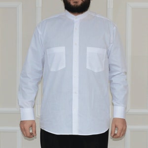 Long Sleeve 2 Pockets Judge Collar Shirt for Muslim Men | Arab Clothing Outside Wearing | Islamic Wear | Muslim Men Gift