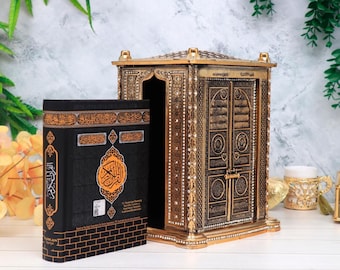 Quran With Kaaba Replica | Kaba Design Quran Gift Set | Islamic Book, Koran Storage Box | Muslim Home Decor | Housewarming Gift | Eid Gift