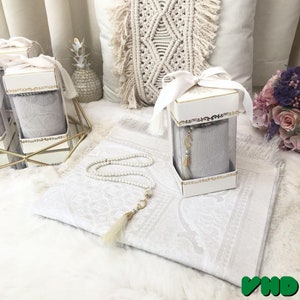 Cotton Taffeta Prayer Rug Tasbeeh Islamic Gift Set | Gift For Muslim | Islamic Hadj Gift | Islamic Home Gift | Islamic Gift For Mom