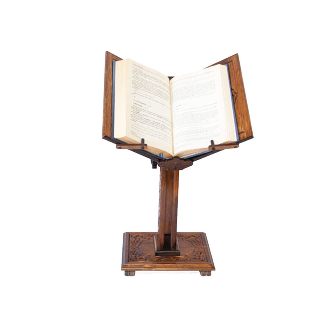 Adjustable Carved Wooden Book Stand Quran, Bible, Torah Holder Lectern