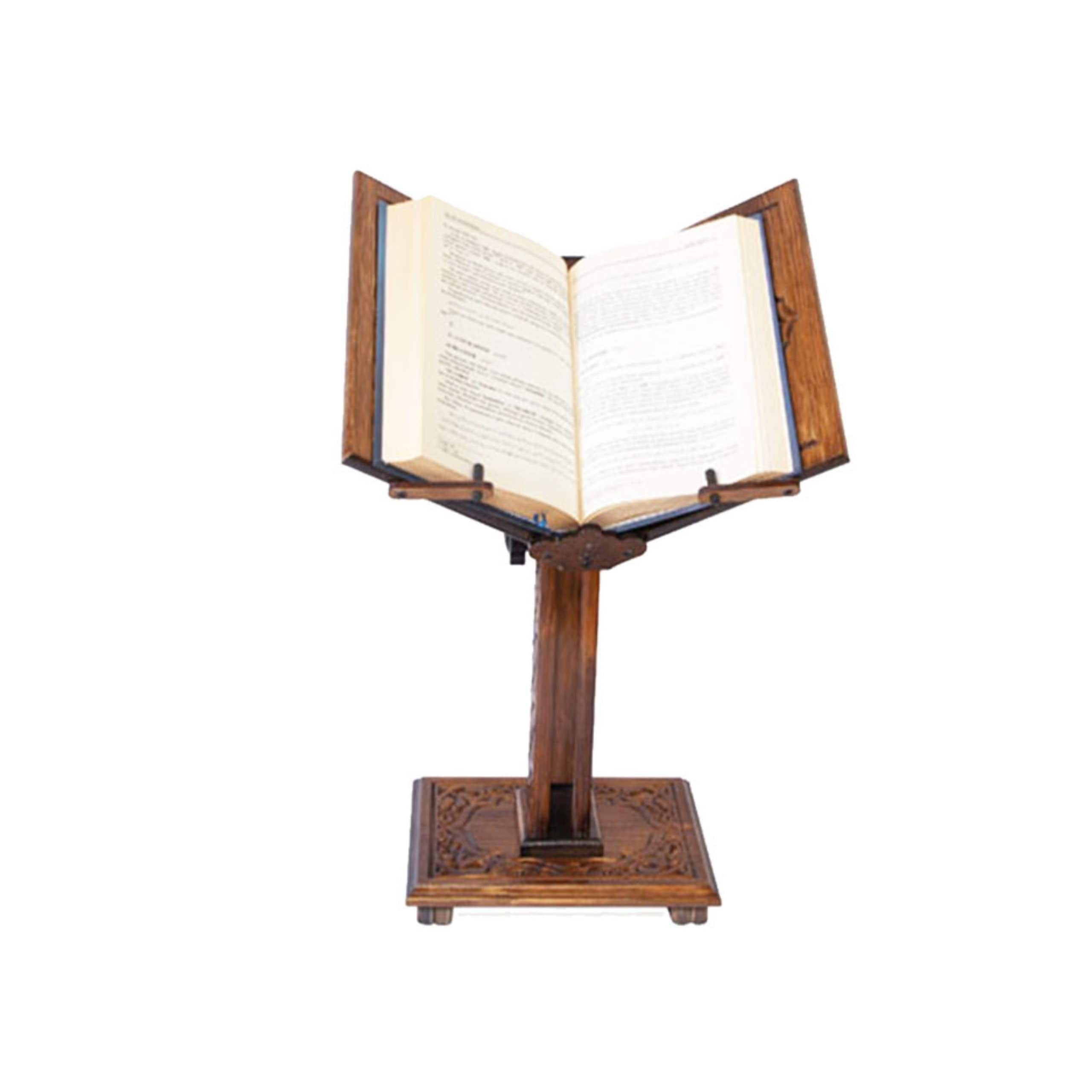 Adjustable Carved Wooden Book Stand Quran, Bible, Torah Holder